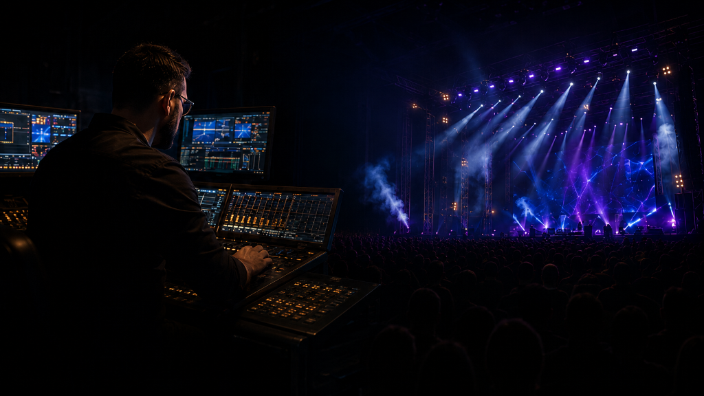 Iluminação de Palco e Console de Operação JV LIGHT