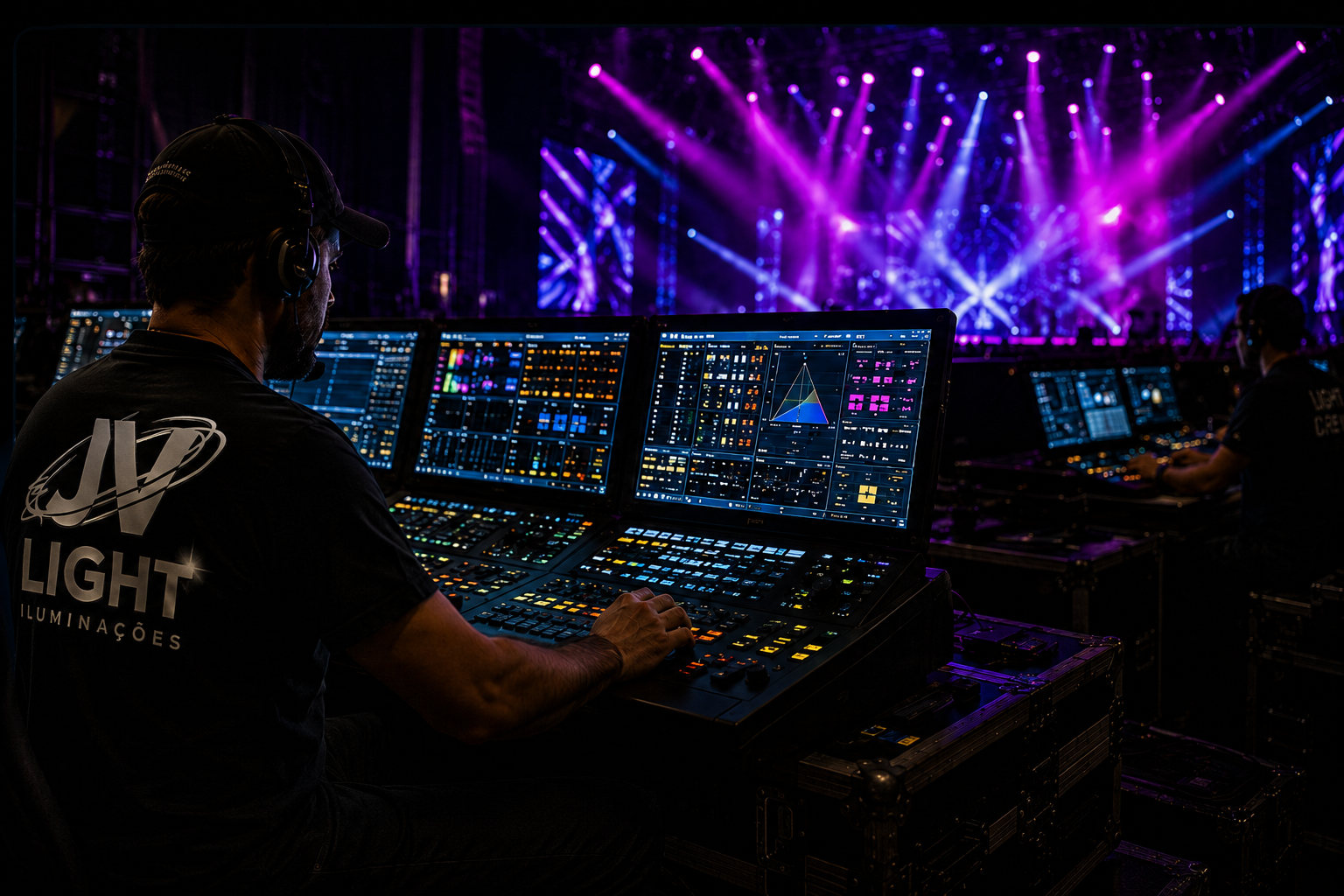 Mesa de iluminação JV LIGHT operando em evento live