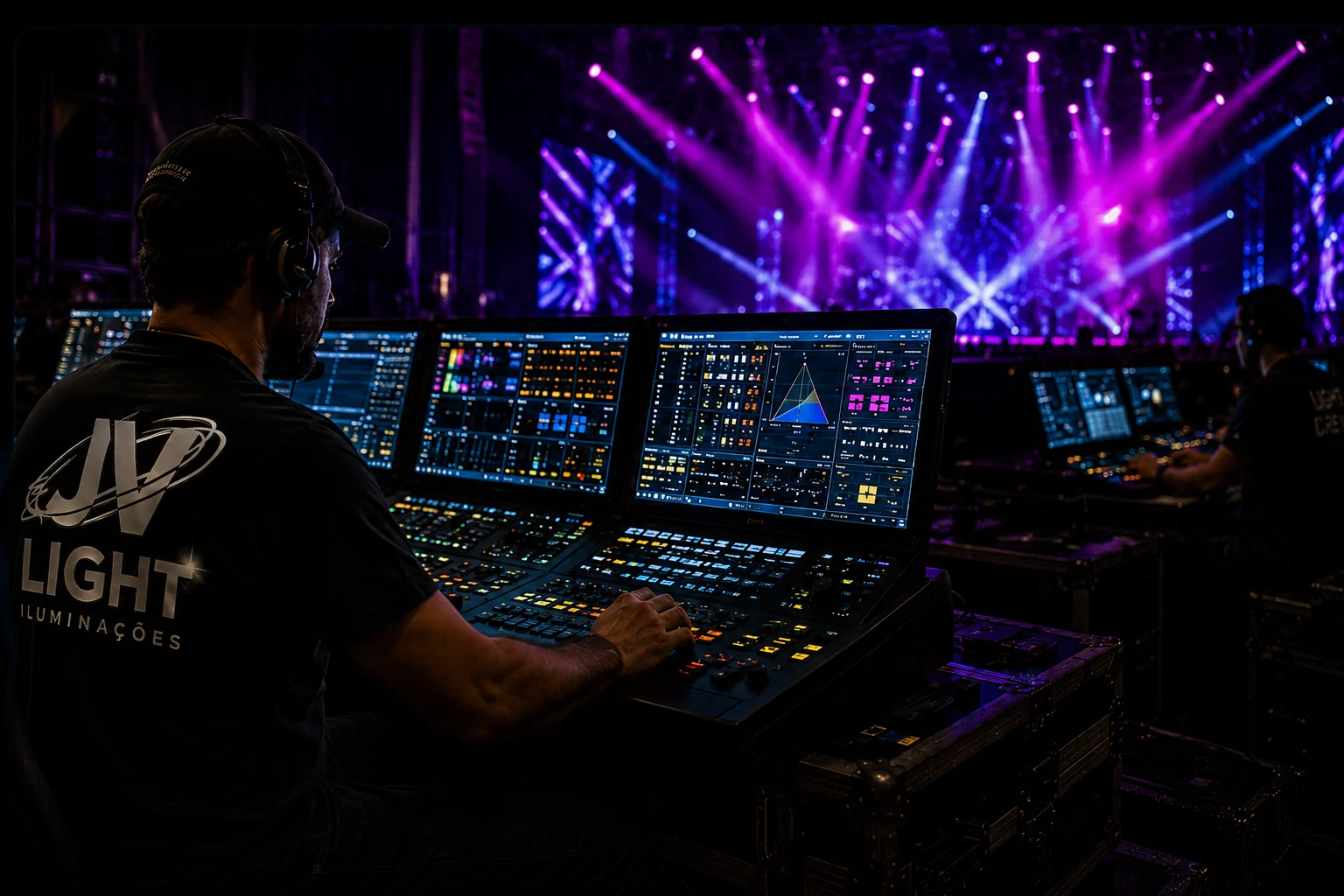 Mesa de iluminação JV LIGHT operando em evento live