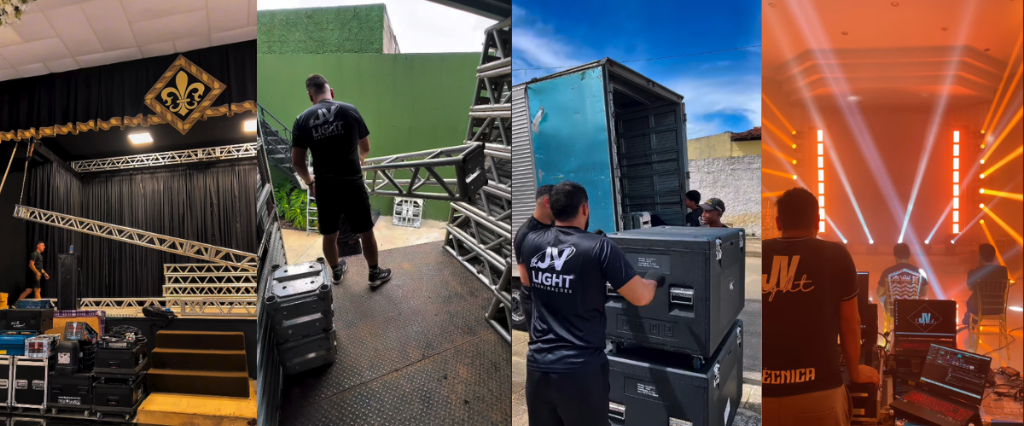 Equipe JV LIGHT e montagem de estruturas de palco